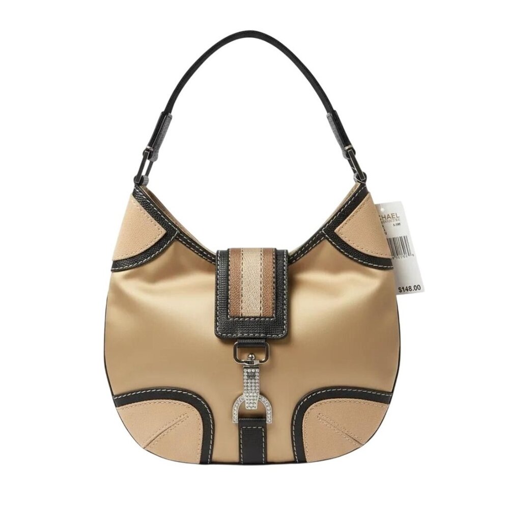 MICHAEL Michael Kors Women's Sport Luxe Small Hobo Satin Bag Sand New With Tags